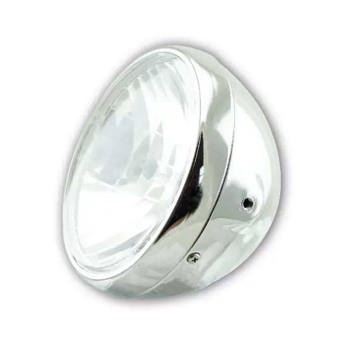 Kostenloser Versand H4-Scheinwerfer British Style 7 Zoll Chrom Klarglas E-geprüft