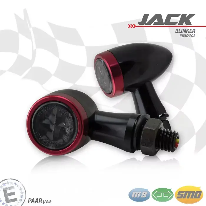SMD-Blinkerset Jack schwarz/rot Alu getönt E-geprüft Must-Have