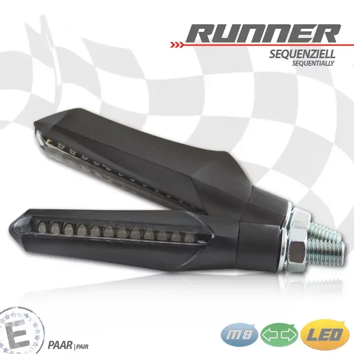 Must-Have LED-Blinker RUNNER SEQ schwarz getönt M8 E-geprüft