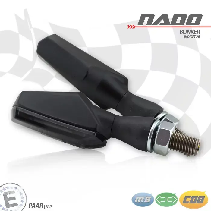 Garantierte Lieferung COB-Blinker "Nado" | Alu schwarz getönt | E-geprüft