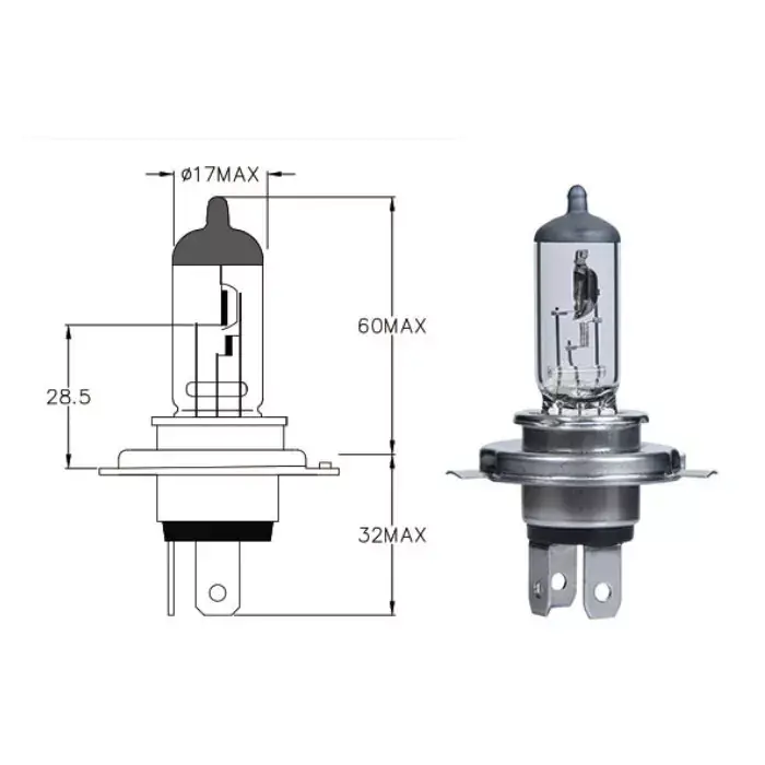 Hauptscheinwerferlampe 12V 60/55W (+30%) H4 P43t E-geprüft Neuheit