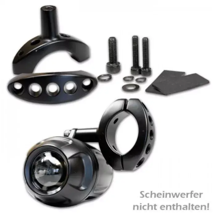 Letzte Chance Halteklemme Scheinwerfer aus Aluminium schwarz Ø 35-50 mm passend für Motorrad