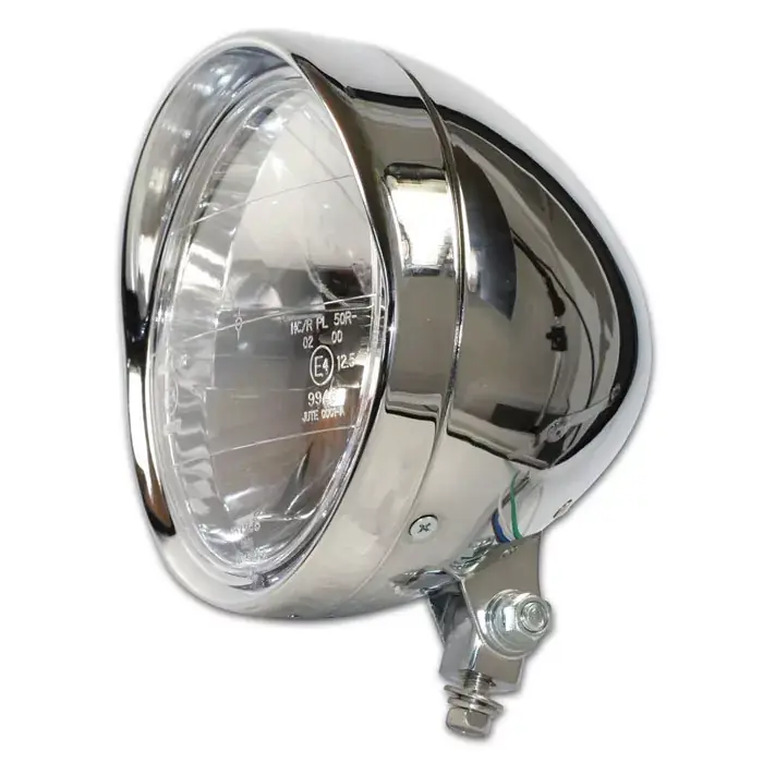 Scheinwerfer Cruiser-Style 6,5" H4 chrom klar E-geprüft Kostenloser Versand
