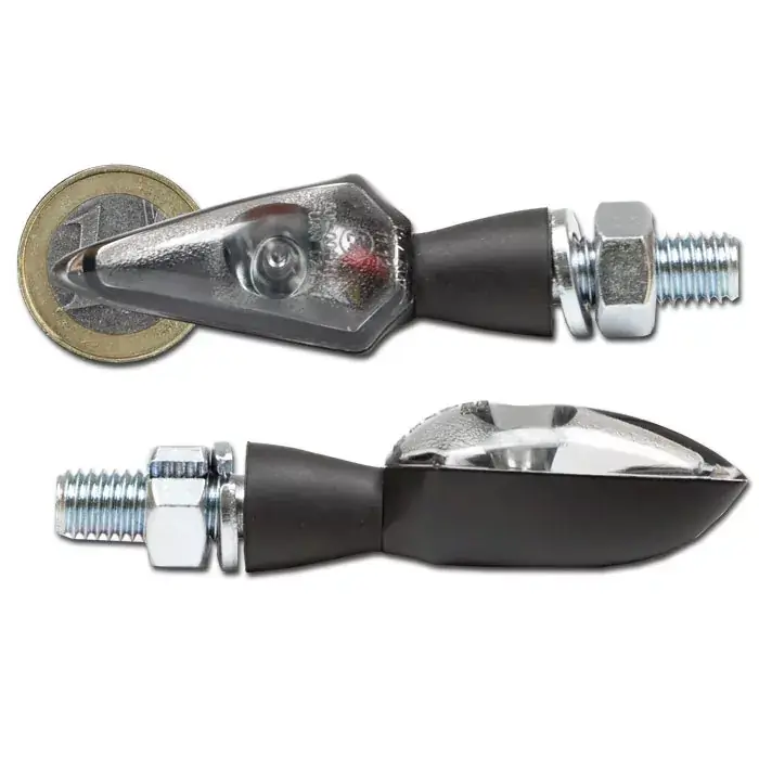 Preis Gesenkt LED-Blinker "Spearhead" Alu schwarz kurz M8 getönt E-geprüft