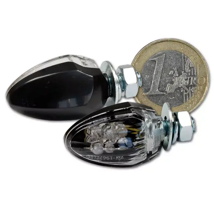 Highlight LED-Blinker "Drop" schwarz mit klarem Glas, M6, E-geprüft hinten