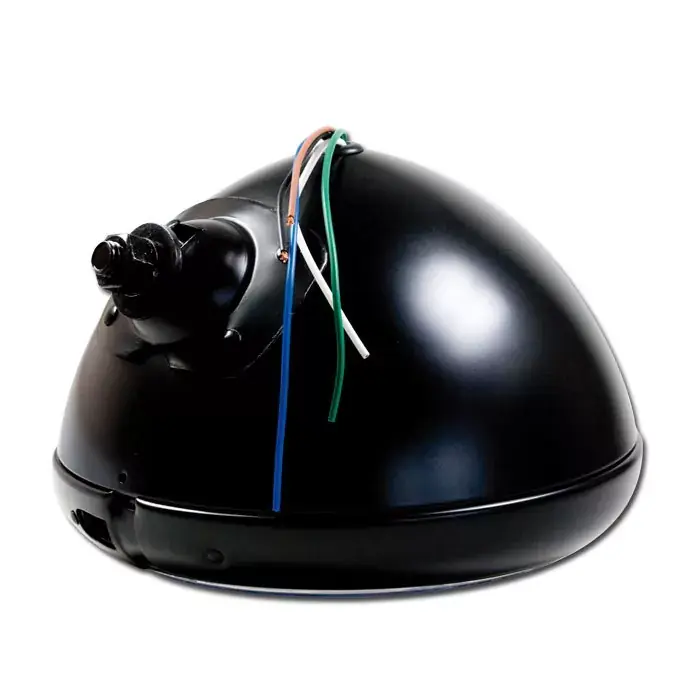 Markenprodukt H4-Scheinwerfer "HD-Style" 7" schwarz-matt mit Prismenreflektor und E-Prüfung