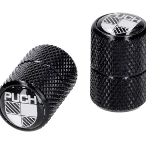 Geprüft Ventilkappen schwarz mit weißem Logo für Puch