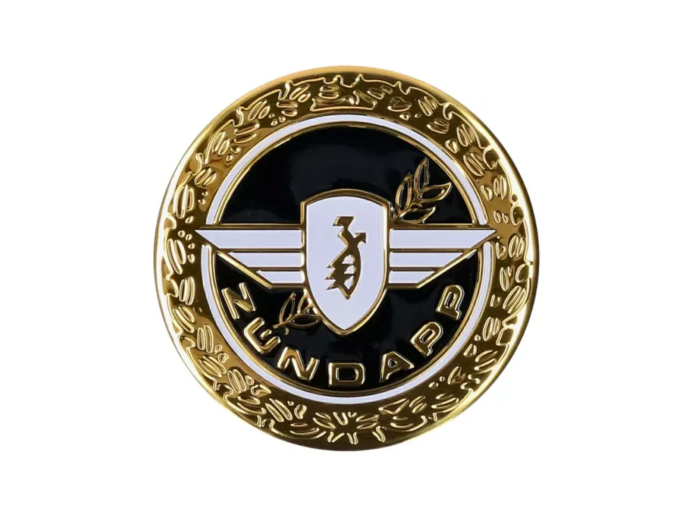 Jetzt Kaufen Aufkleber Emblem D=64mm rund gold glänzend aus Aluminium für Zündapp