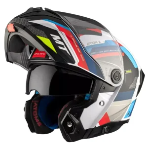 Top-Angebot Helm MT Atom 2 SV Klapphelm weiß/blau/rot matt Größe S (55-56cm)