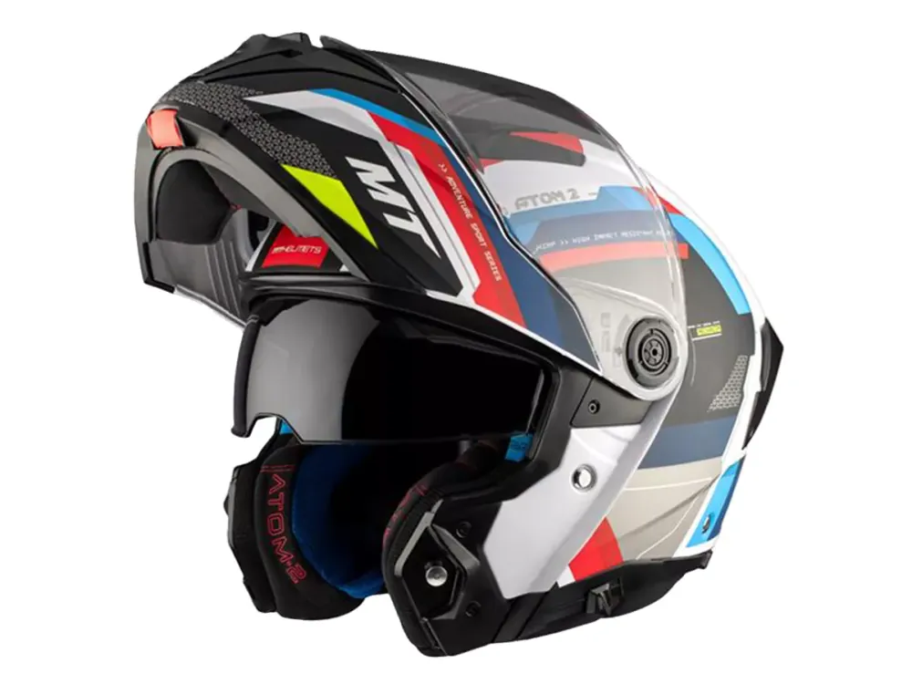 Highlight Helm MT Atom 2 SV Klapphelm weiß/blau/rot matt Größe XXL (63-64cm)