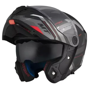 Mega-Angebot Helm MT Atom 2 SV Klapphelm schwarz/rot/silber matt Größe M (57-58cm)