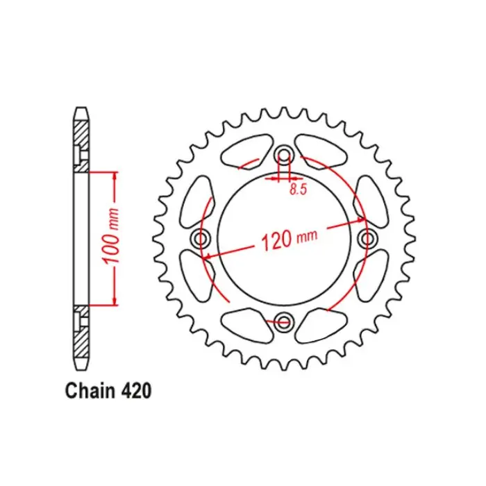 Kettenrad Alu 48Z 420 Senkkopf Beta Rev 50 RR 50 2003-2020 Nur Heute