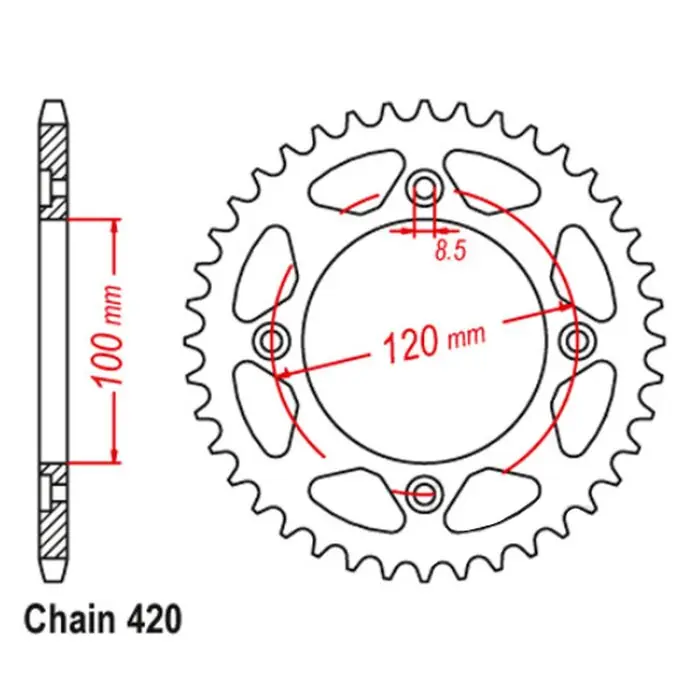 Begrenztes Angebot Kettenrad Alu 50Z 420 Senkkopf Beta Rev 50 RR 50 2003-2020