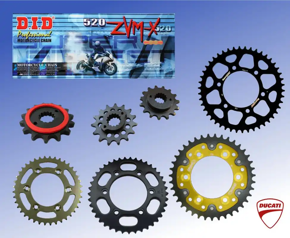 Neu Im Sortiment DID Kettensatz passend für Ducati 900 Monster Bj 93 bis 99 mit DID520ZVM-X Kette Stahl Alu Stealth S