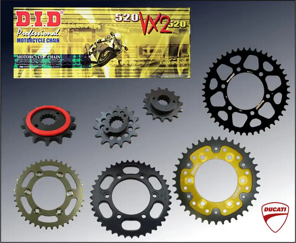 Neue Kollektion DID Kettensatz passend für Ducati 851 Strada/Strada Biposto Bj 88 bis 92 mit DID520VX3 Kette Stahl A