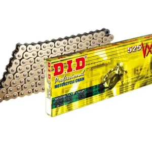 Neue Ware Kette DID Motorrad: DID525VX / DID 525 VX gold (G&B) 114 Glieder, endlose X-Ringkette