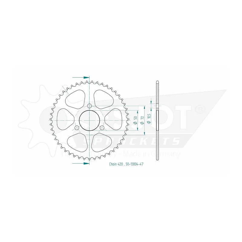 Esjot Kettenrad STAHL #420 47 Zähne 50-13004-47 Zertifiziert